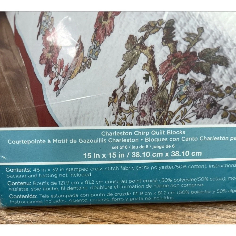 Bucilla Waverly Stamped Cross Stitch Charleston Chirp Quilt Blocks NEW